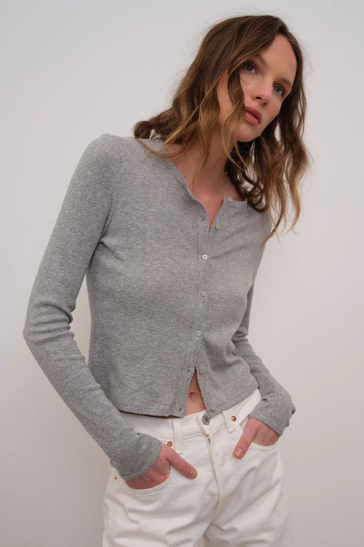Pointelle Crop Cardigan