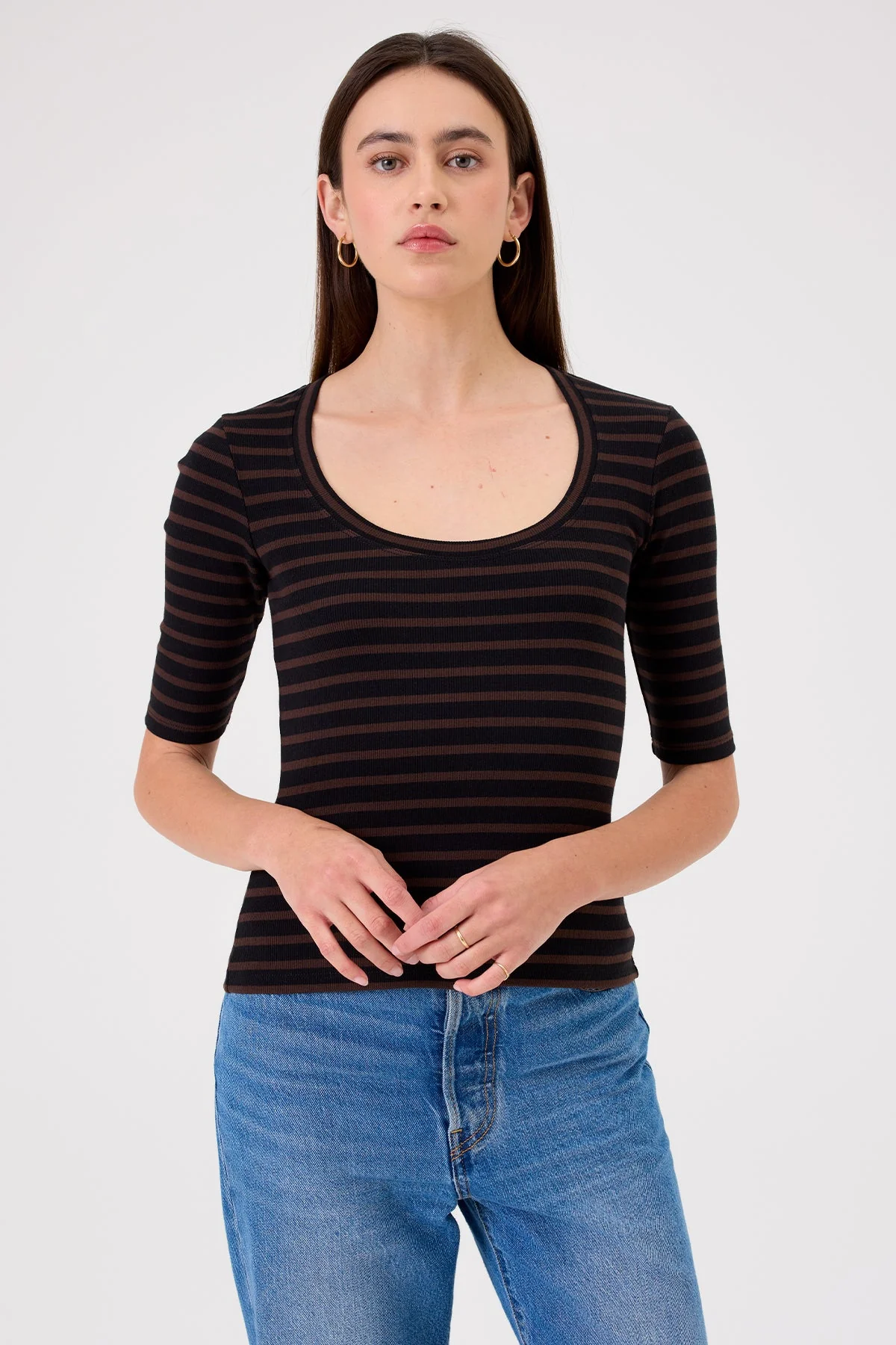 Rebecca Striped Half Sleeve Top