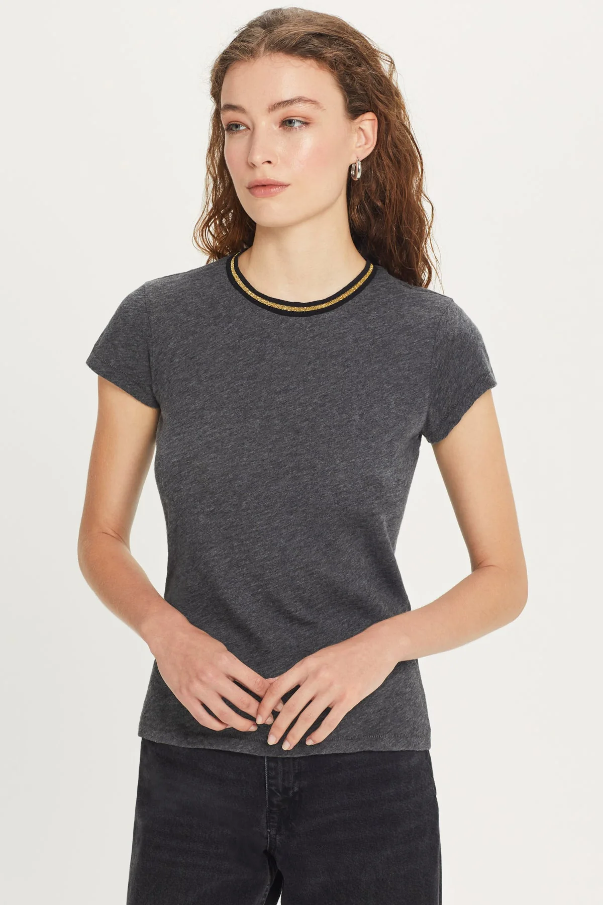 Metallic Tipped Ringer Tee