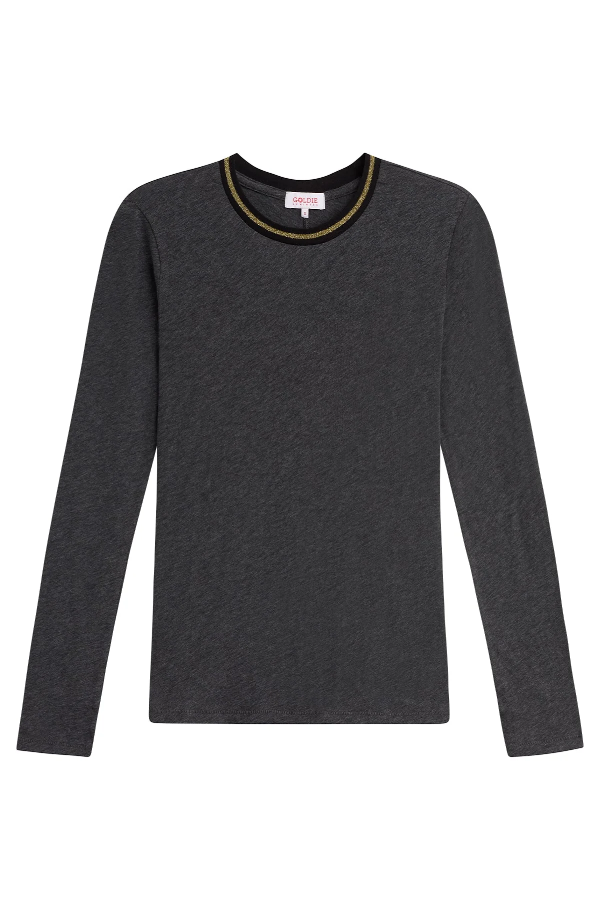 Long Sleeve Metallic Tipped Ringer Tee