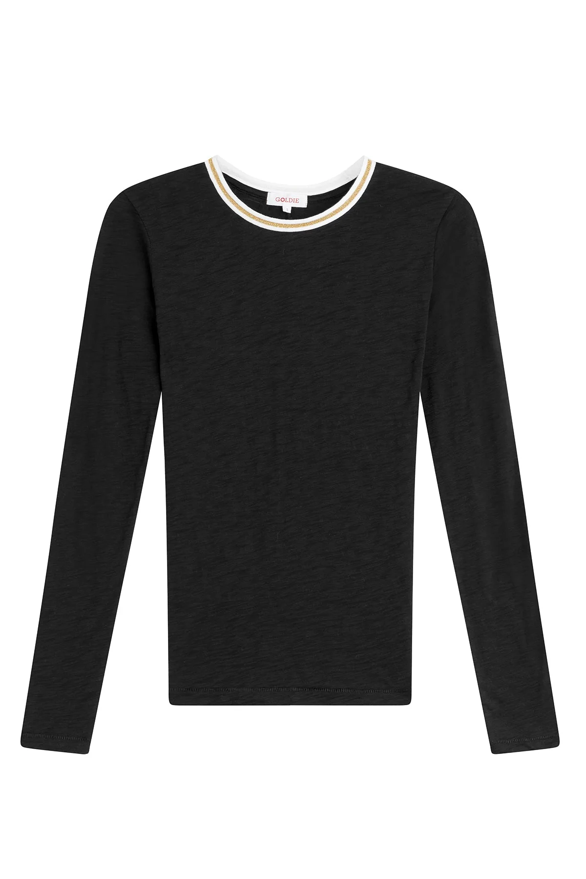 Long Sleeve Metallic Tipped Ringer Tee