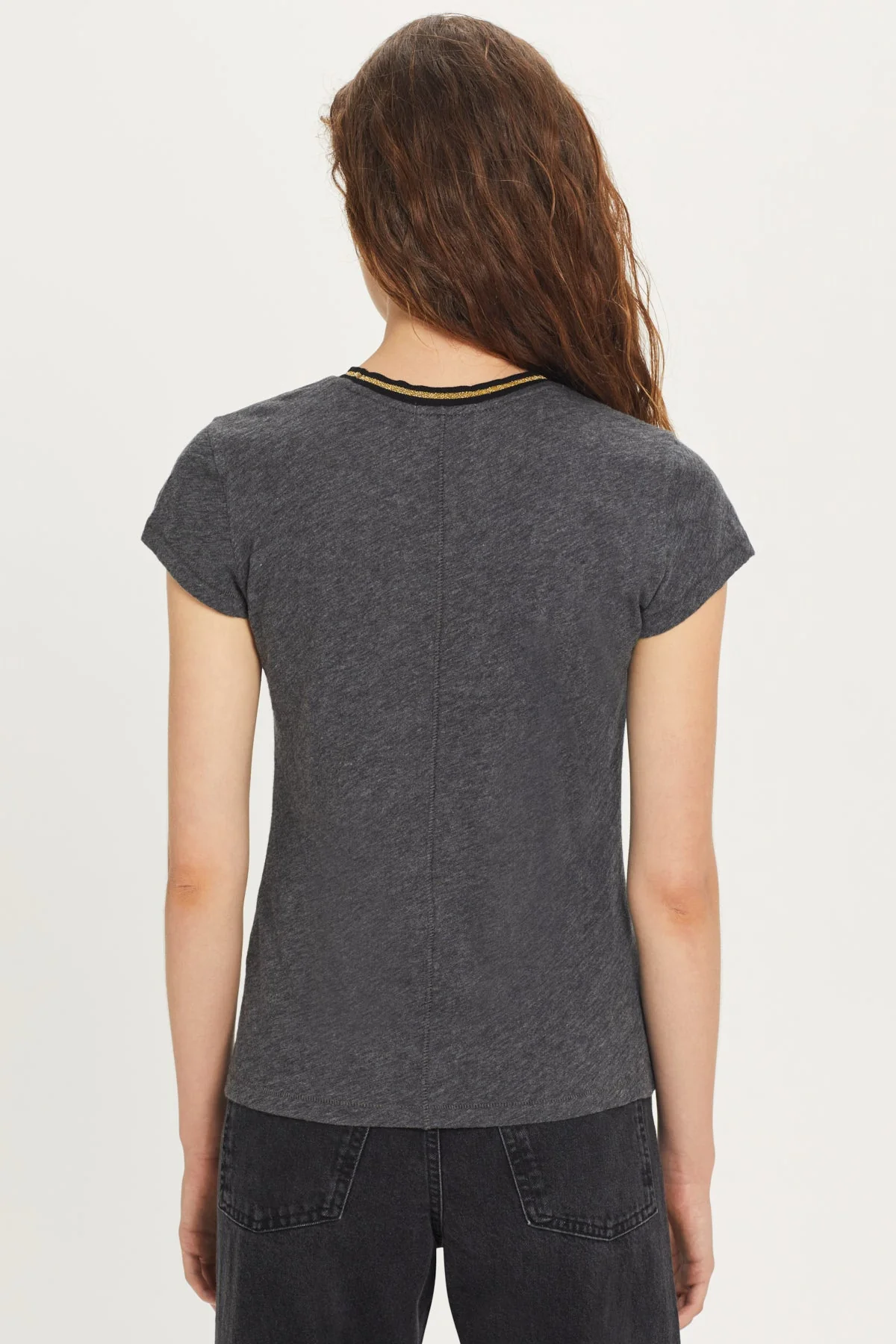 Metallic Tipped Ringer Tee