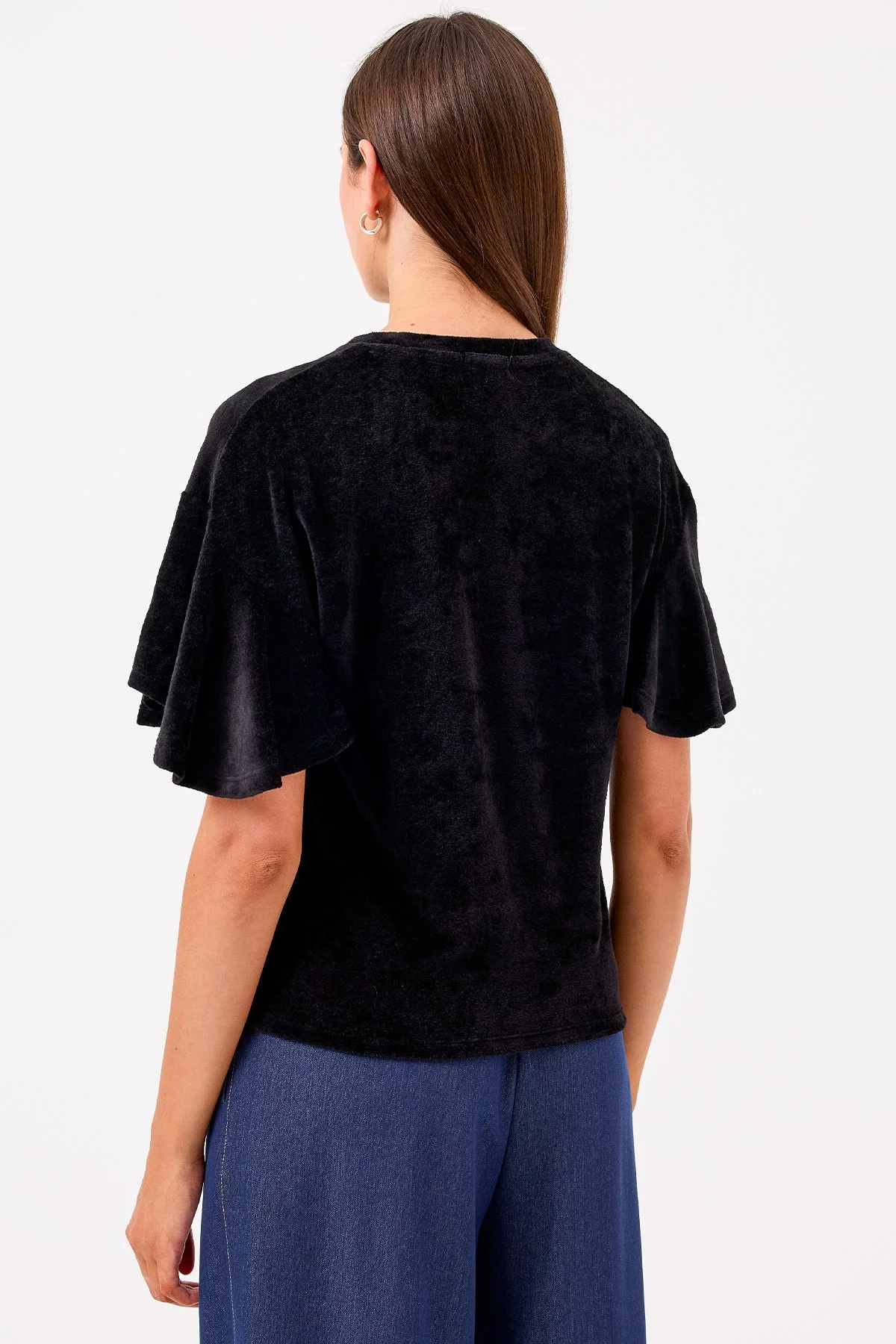 Velour Crush Flutter Sleeve Top