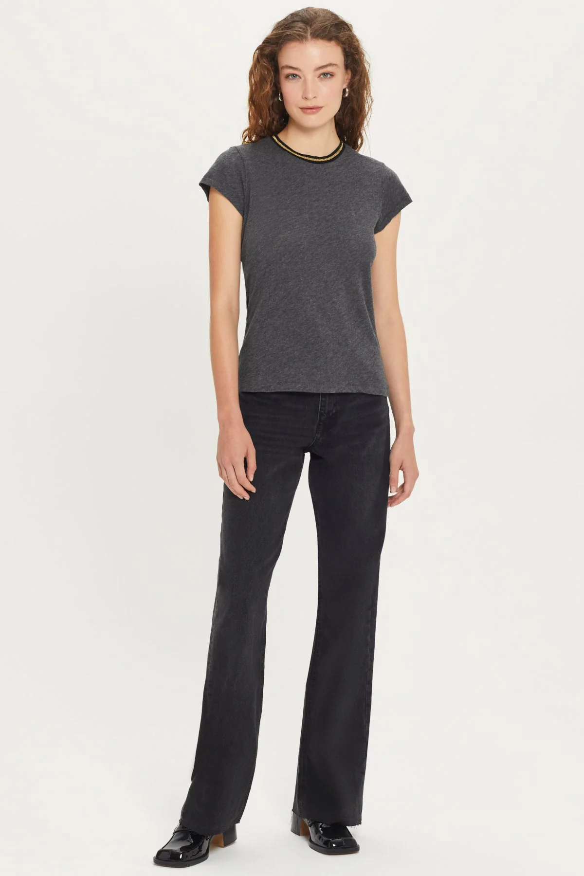 Metallic Tipped Ringer Tee