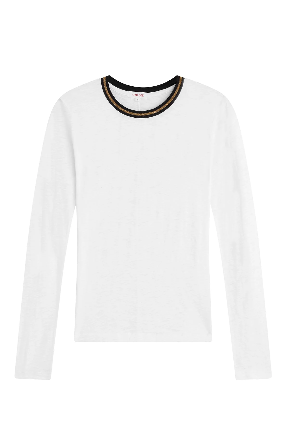 Long Sleeve Metallic Tipped Ringer Tee