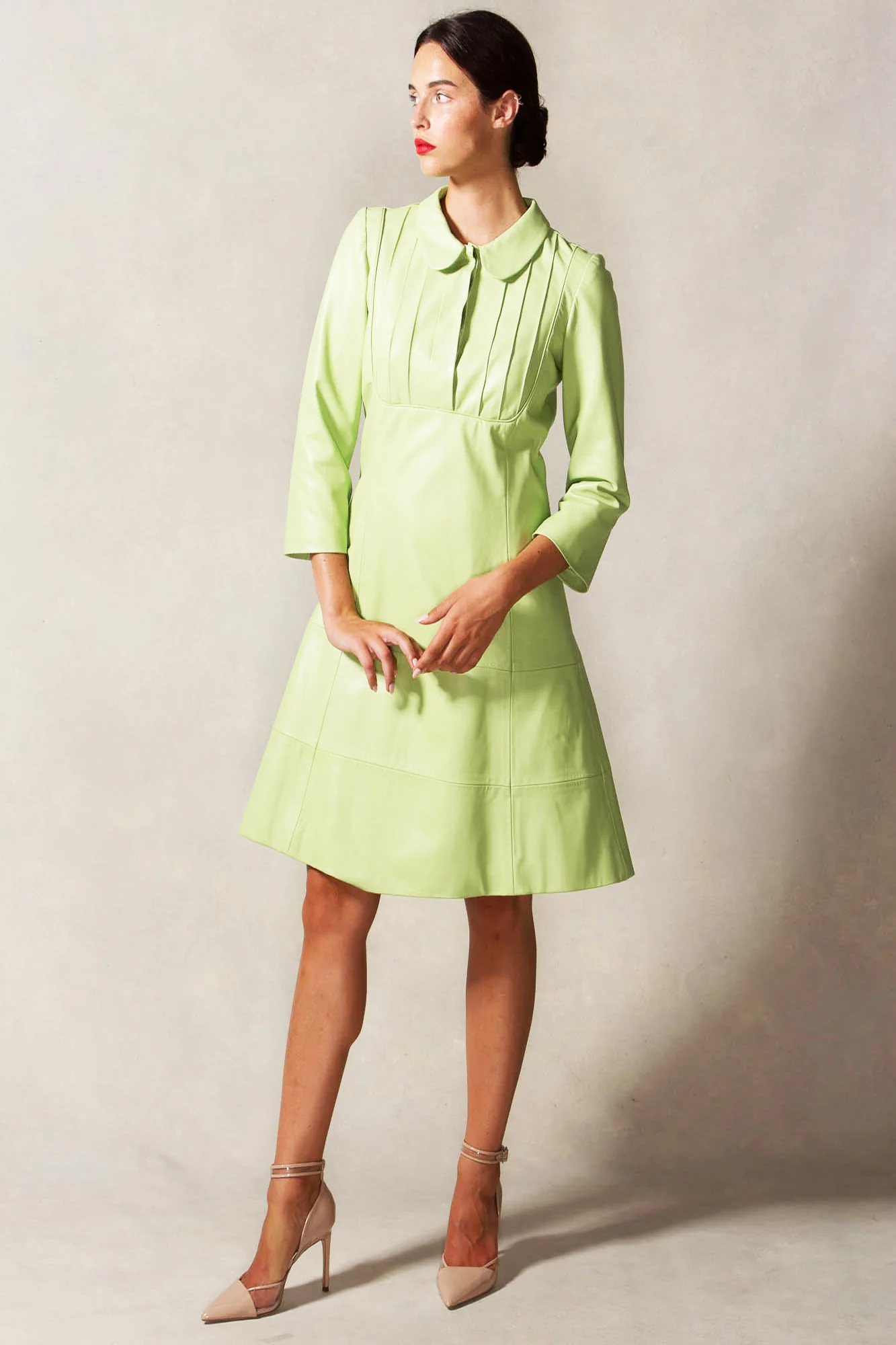 Collar and Bib Detail A Line Dress