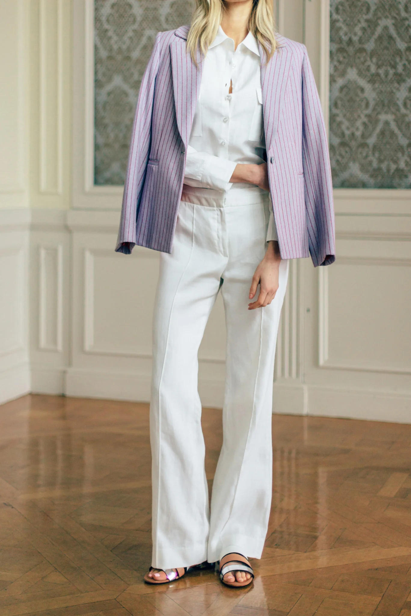 Double Pocket Collared Linen Blouse