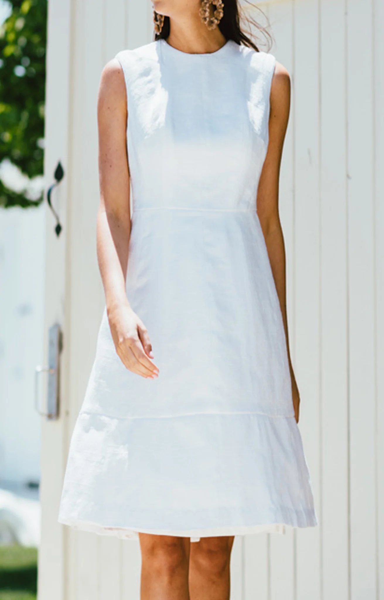 Multi Seam Jewel Neck Dress