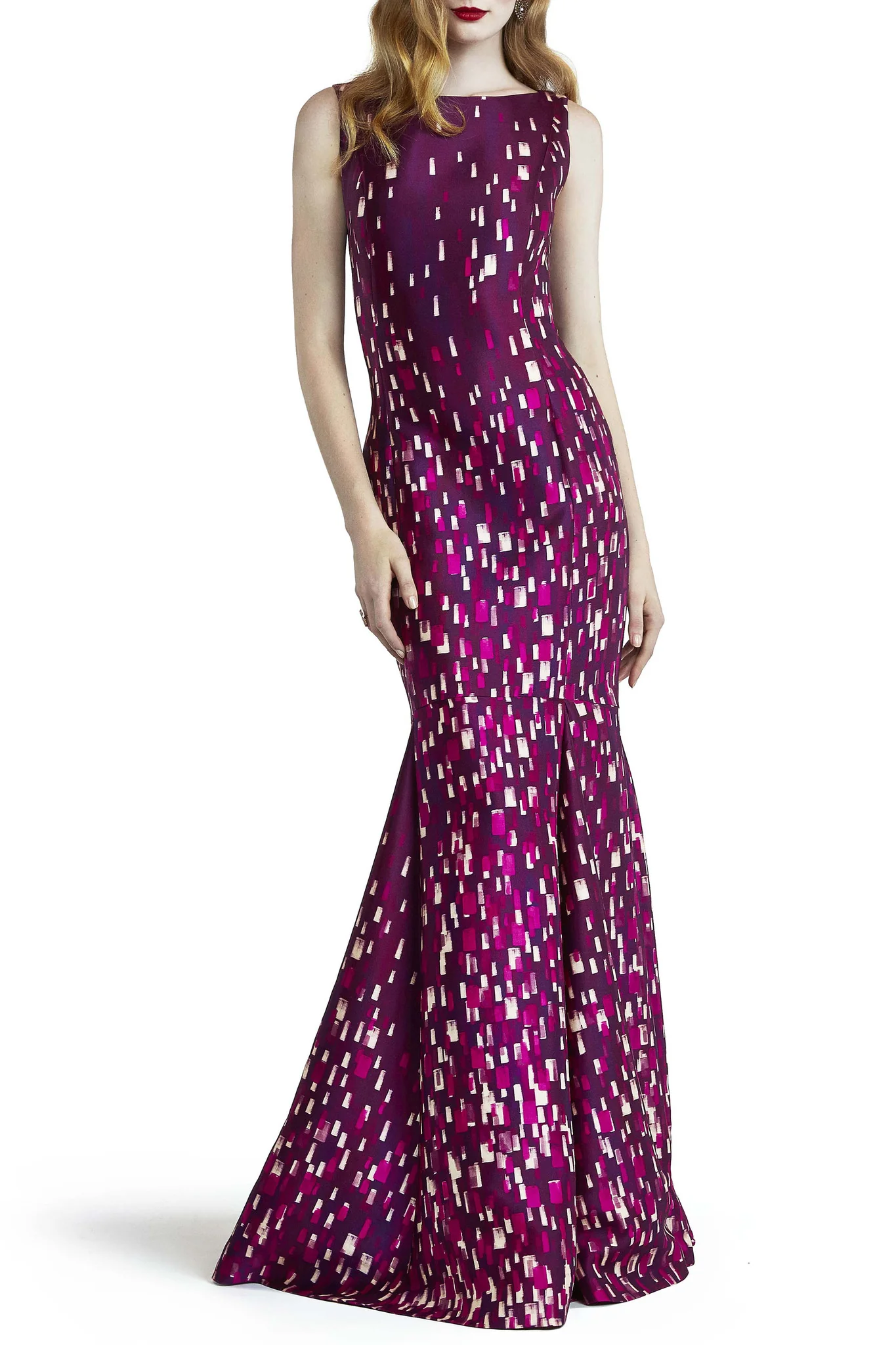 Collector Paint Print Bateau Neck Mermaid Gown