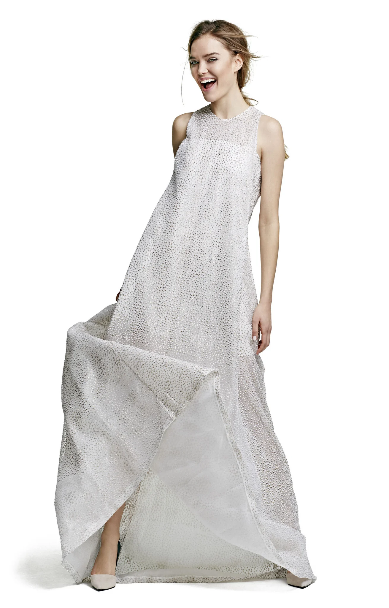 A Line Gown with Sheer Underlay