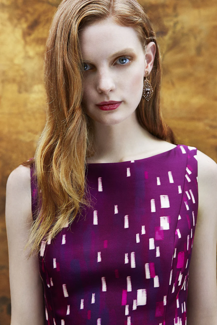 Collector Paint Print Bateau Neck Mermaid Gown