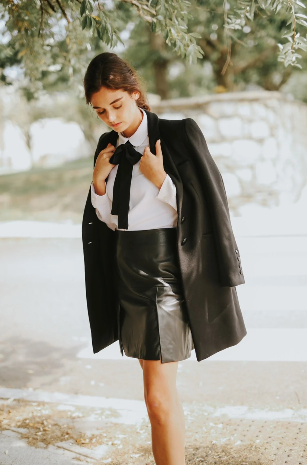 Release Pleat Leather Skirt