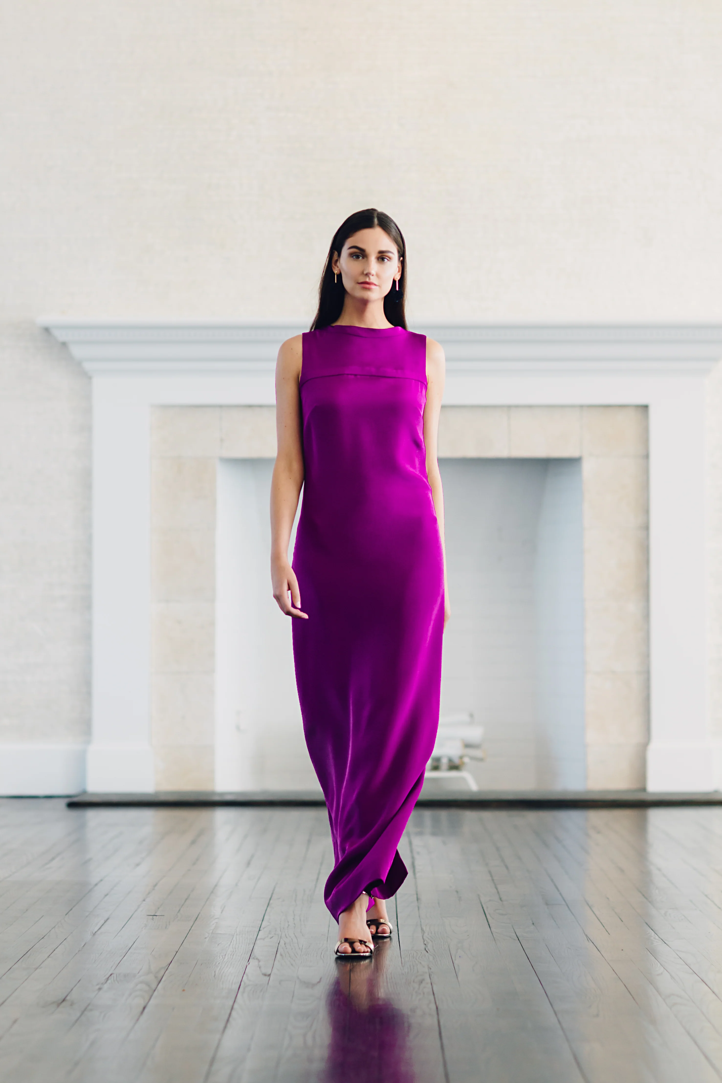 Column Gown with Yoke Detail