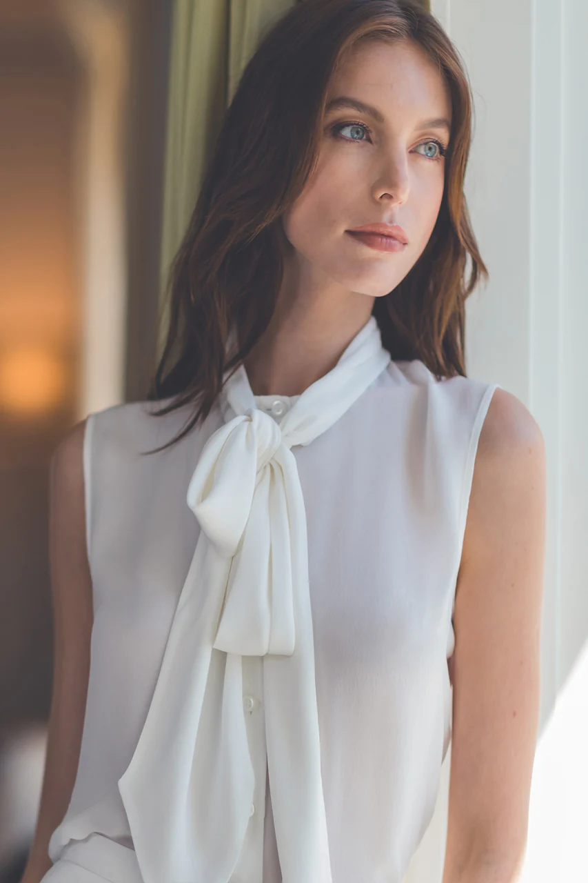 Sleeveless Tie Blouse