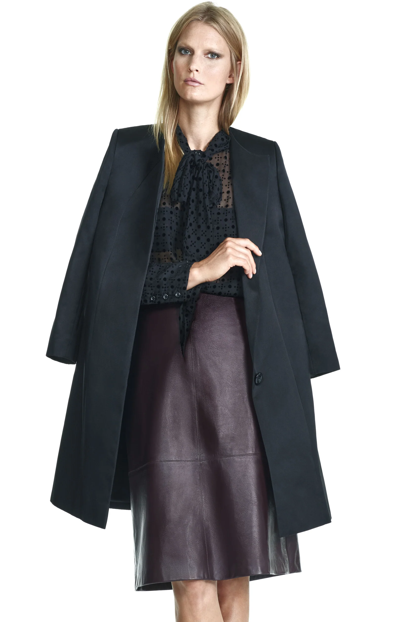 Slight A Line Leather Skirt