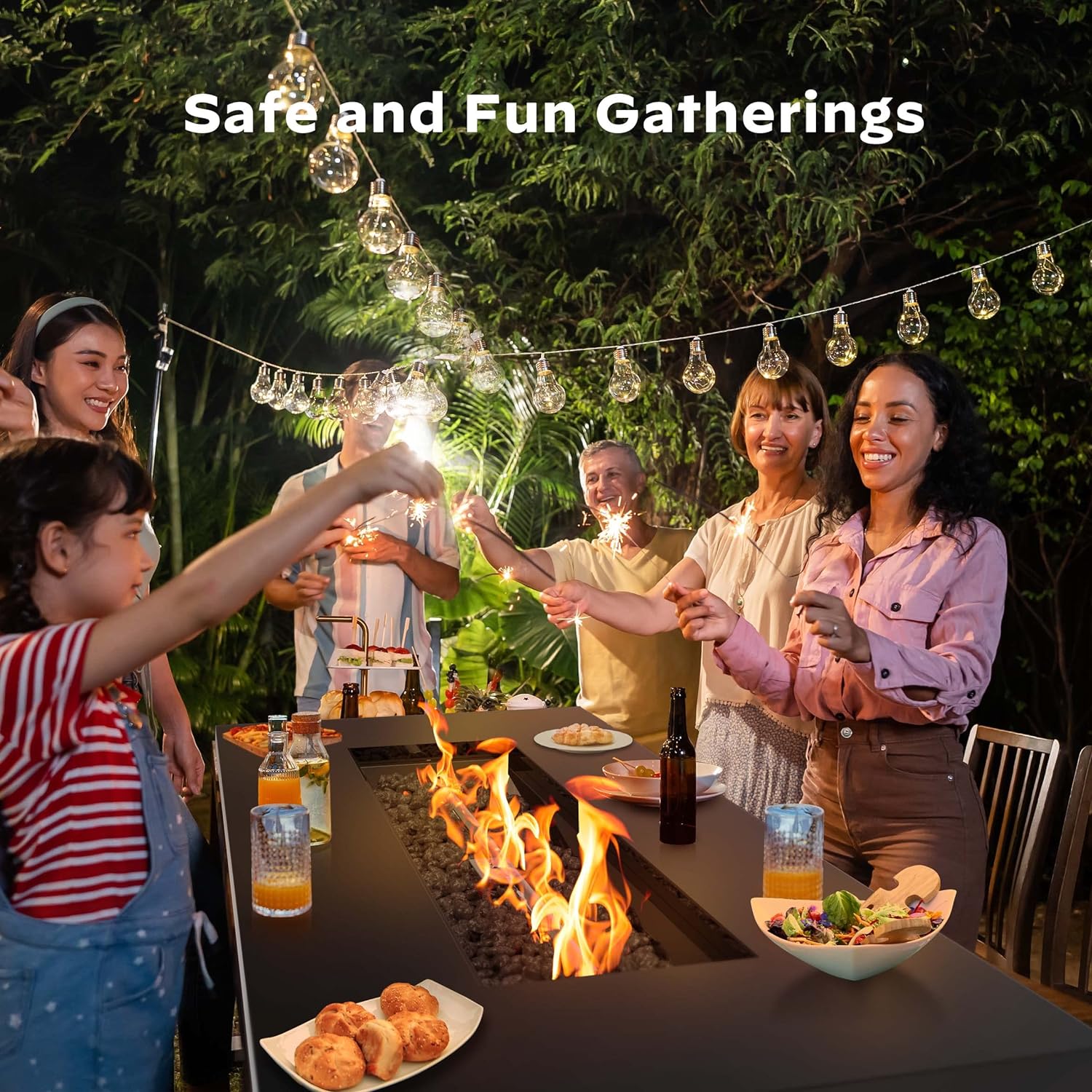 2025 Gas Fire Pit Table, 50,000 BTU Outdoor Propane Fire Pit