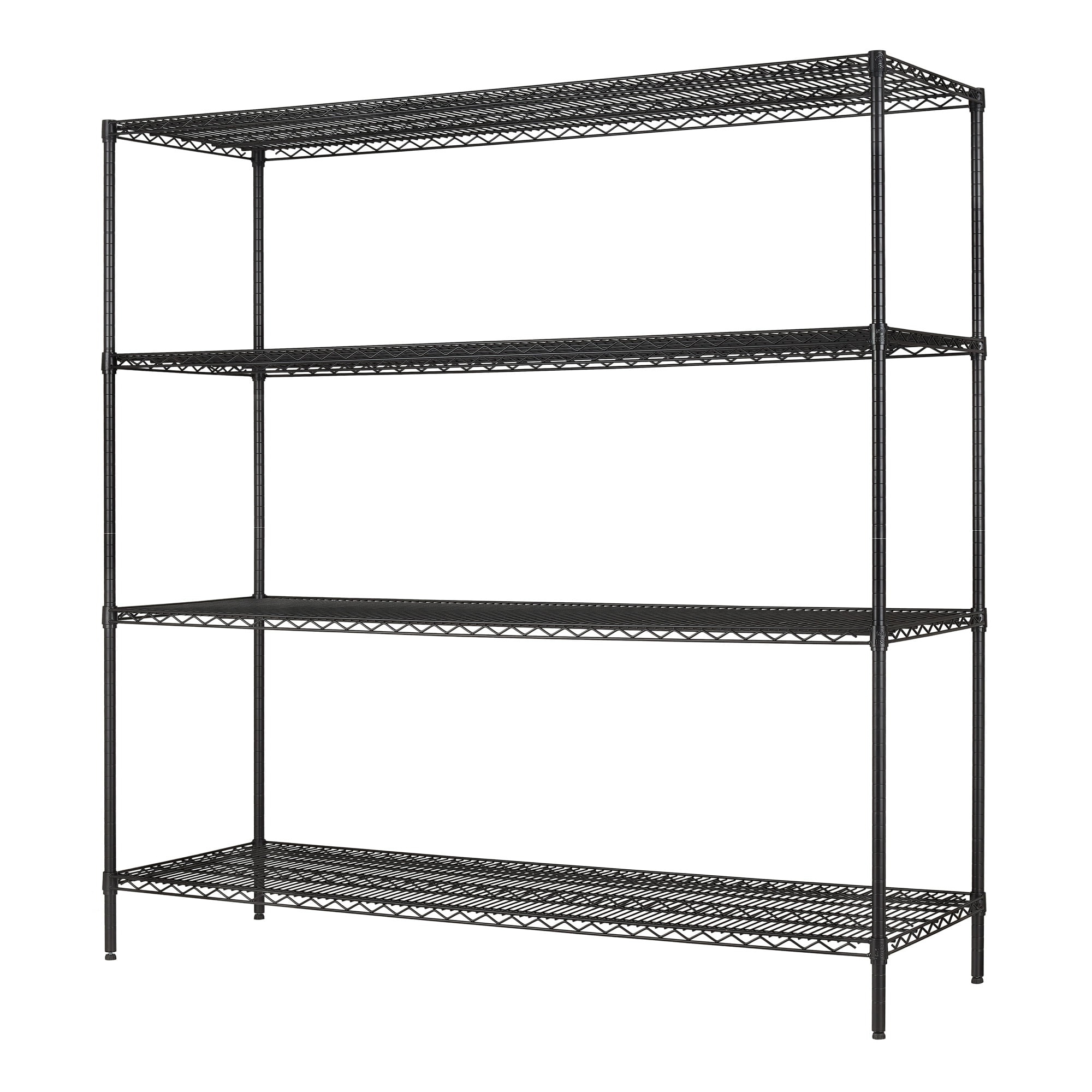 24 Dx72 Wx72 H 4 Shelf Commercial Wire Shelving Black Steel Each Shelf Capacity 1000 lbs