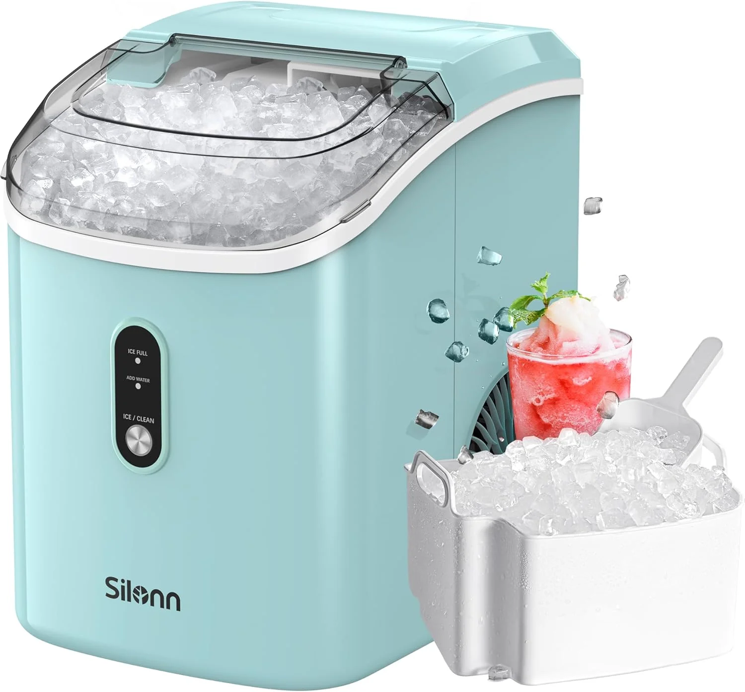 Nugget Ice Maker Countertop Pebble Ice Maker with Soft Chewable Ice