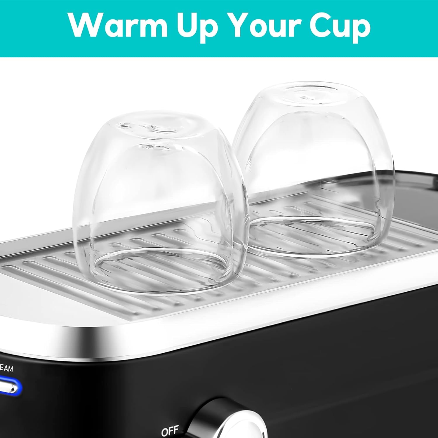 Espresso Machine 20 Bar, Compact Espresso Maker with Steam Milk Frother, Stainless Steel Coffee Machine with 34oz Removable Water Tank for Cappuccino, Latte, Silver