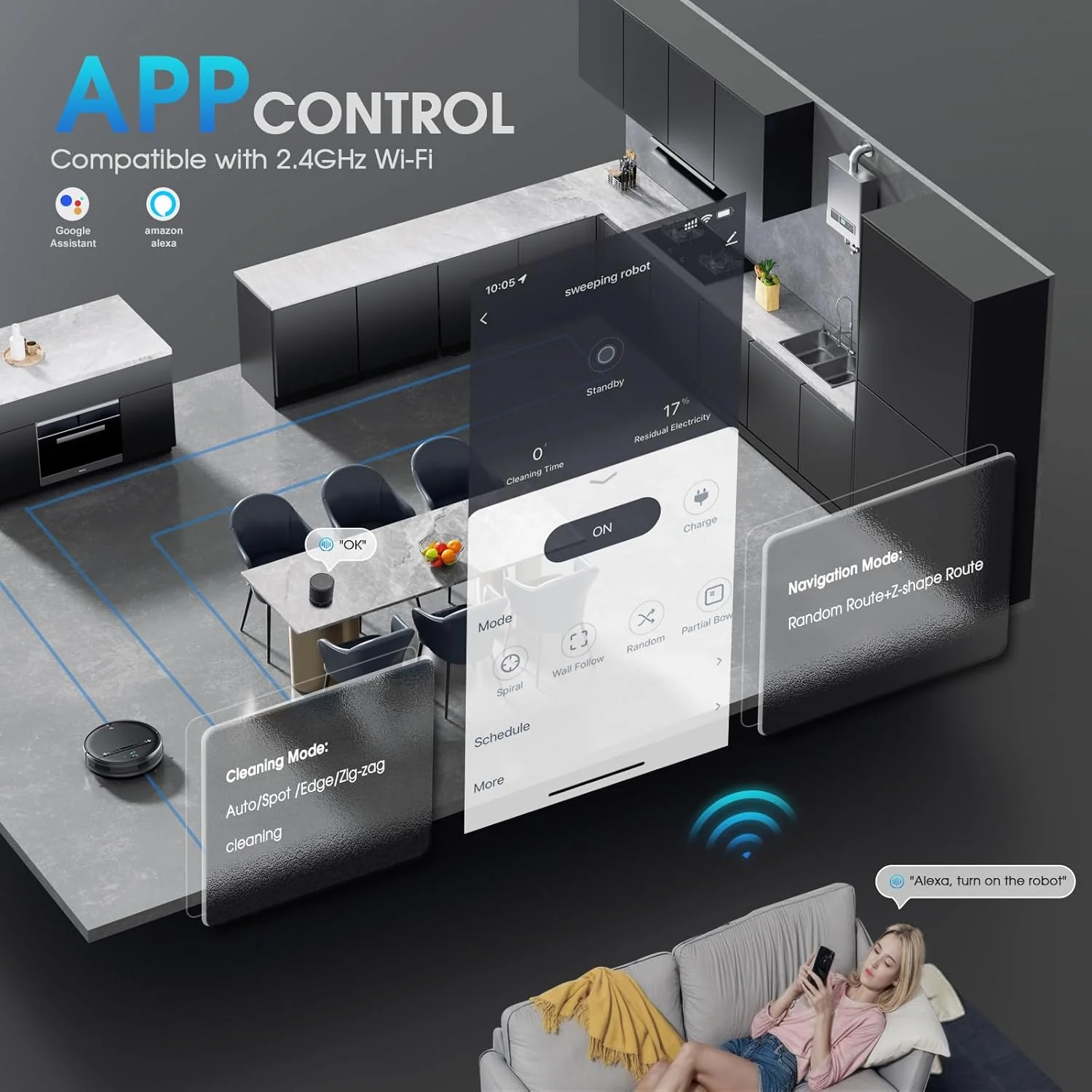 SHELIKI Robot Vacuum and Mop 2-in-1 with Strong Suction