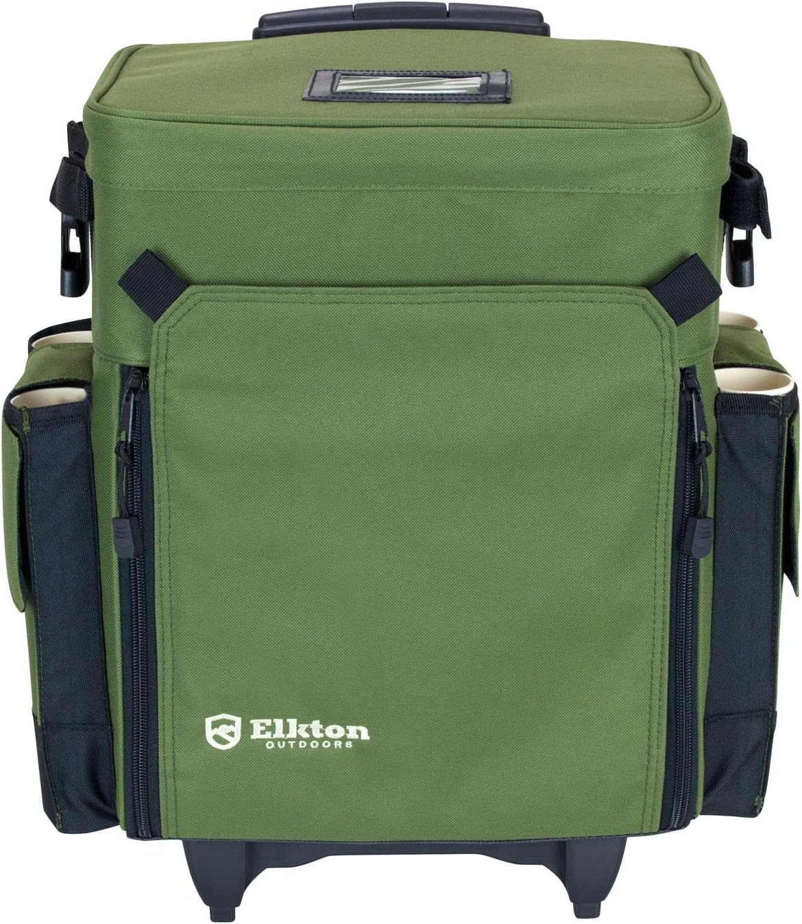 2025 Elkton Outdoors Rolling Tackle Box with Wheels - Waterproof Rolling Fishing Backpack, 5 Removable Tackle Trays, 4 Rod Holders, Fishing Gifts for Men, Fish Tackle Bag, Roller Tackle Box