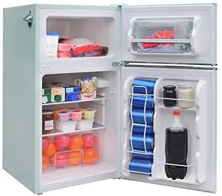 2025 EFR840-RED 3.2 Cu Ft Red 2 Door Retro Bar Fridge with Side Bottle Opener