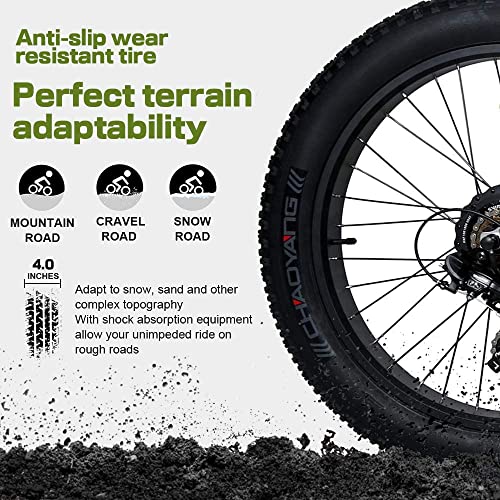 2025 750W Electric Bike 26′′ Fat Tire Adult Electric Bicycles 48V 13AH Removable Lithium Battery Ebike with Suspension Fork Aluminium Frame Beach Snow Mountain E-Bike for Adults