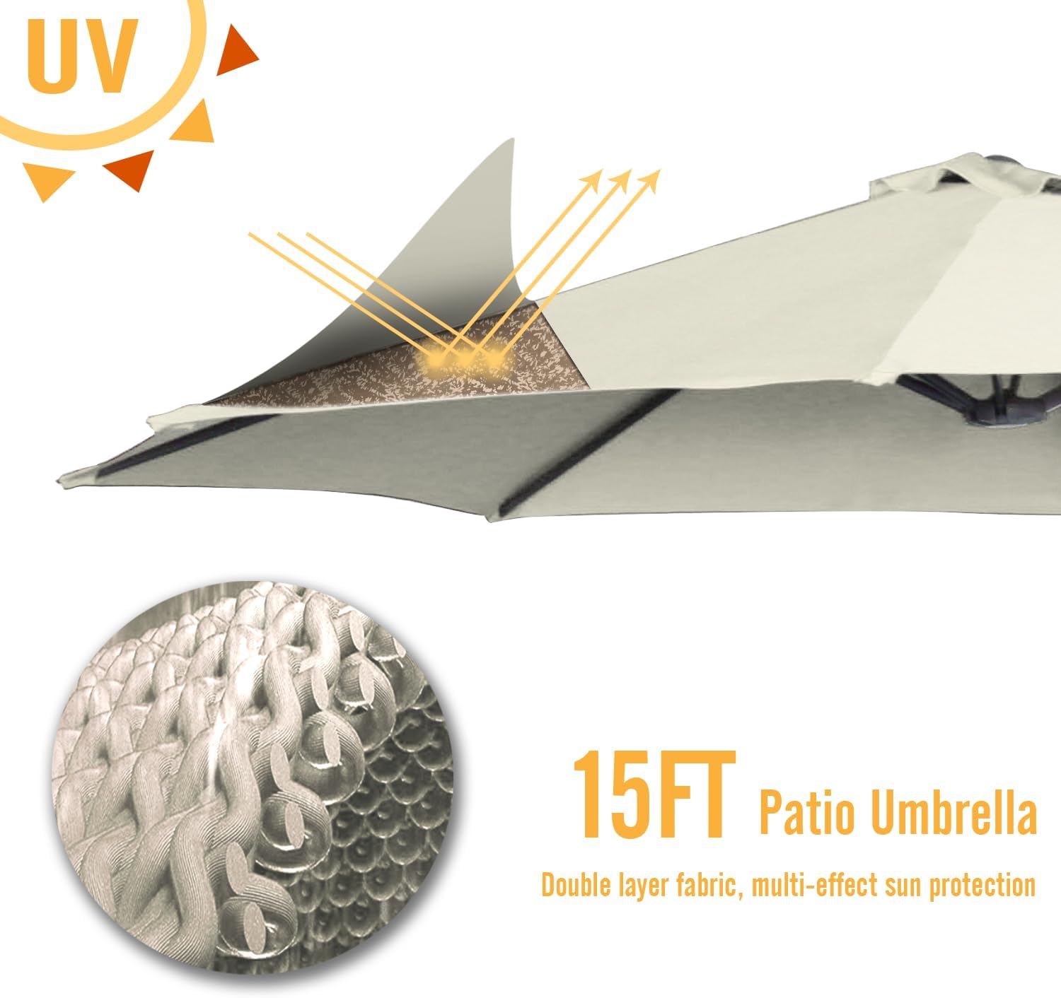 15ft Patio Umbrella with Solar Lights, Large Double Umbrella Outdoor, Rectangle 180''x106'' Umbrellas with 156 PCS LED Lights and Crank Handle for Backyard Deck Pool Shade in Black(1.9