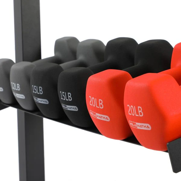 146 Pound Neoprene Dumbbell Strength Training Weight Set with Rack