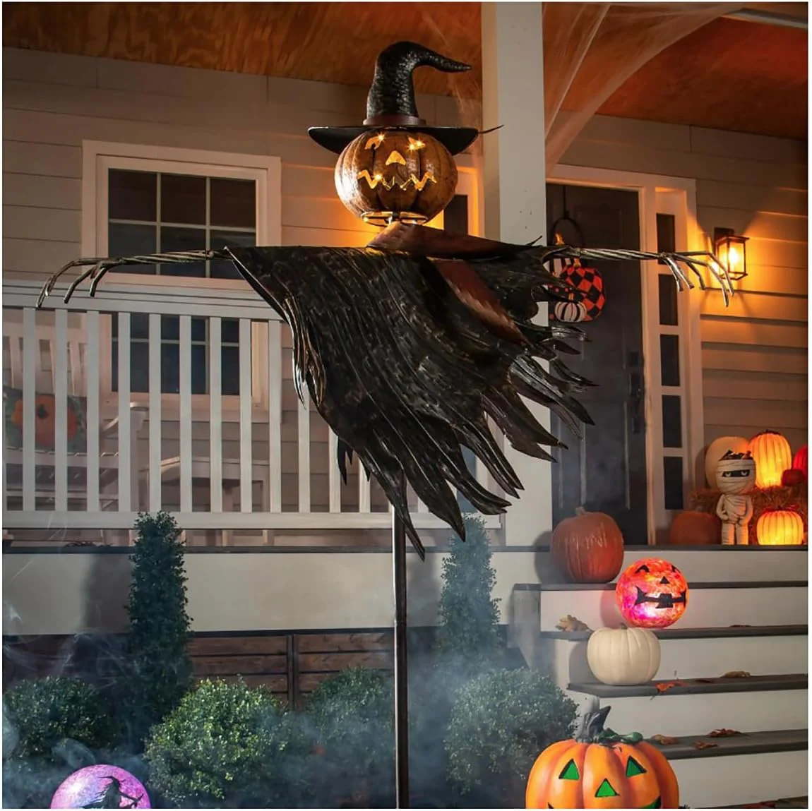 2025 Halloween solar scarecrow lantern metal stakes