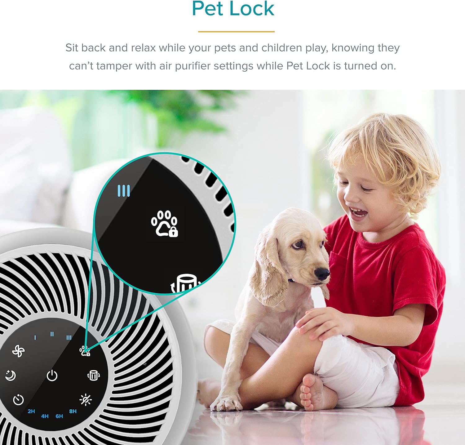 Air Purifier for Home Allergies Pets Hair in Bedroom & Standing Fan for Bedroom, 82ft CirculAir 120° Oscillating Fan