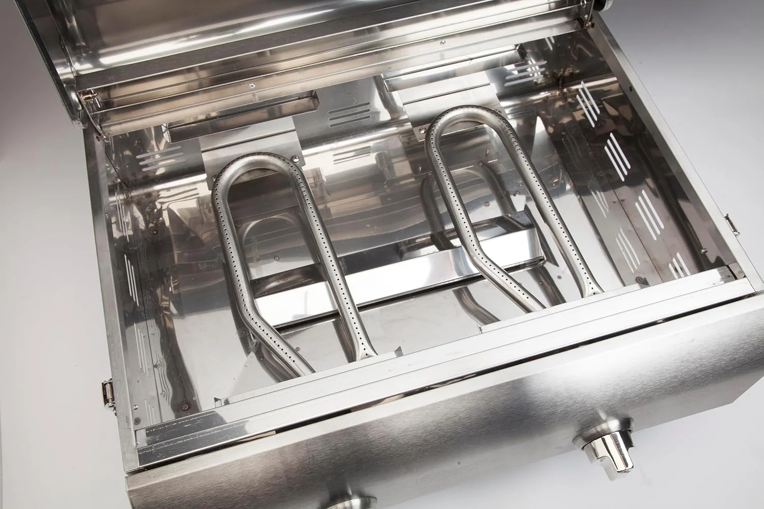 Chef's Style Tabletop Portable Propane Gas Grill with Dual Burners (20,000 BTUs Total), Twist-Start Ignition Stainless Steel BBQ Grill for Camping, Tailgates, BBQ, Hassle-Free Setup