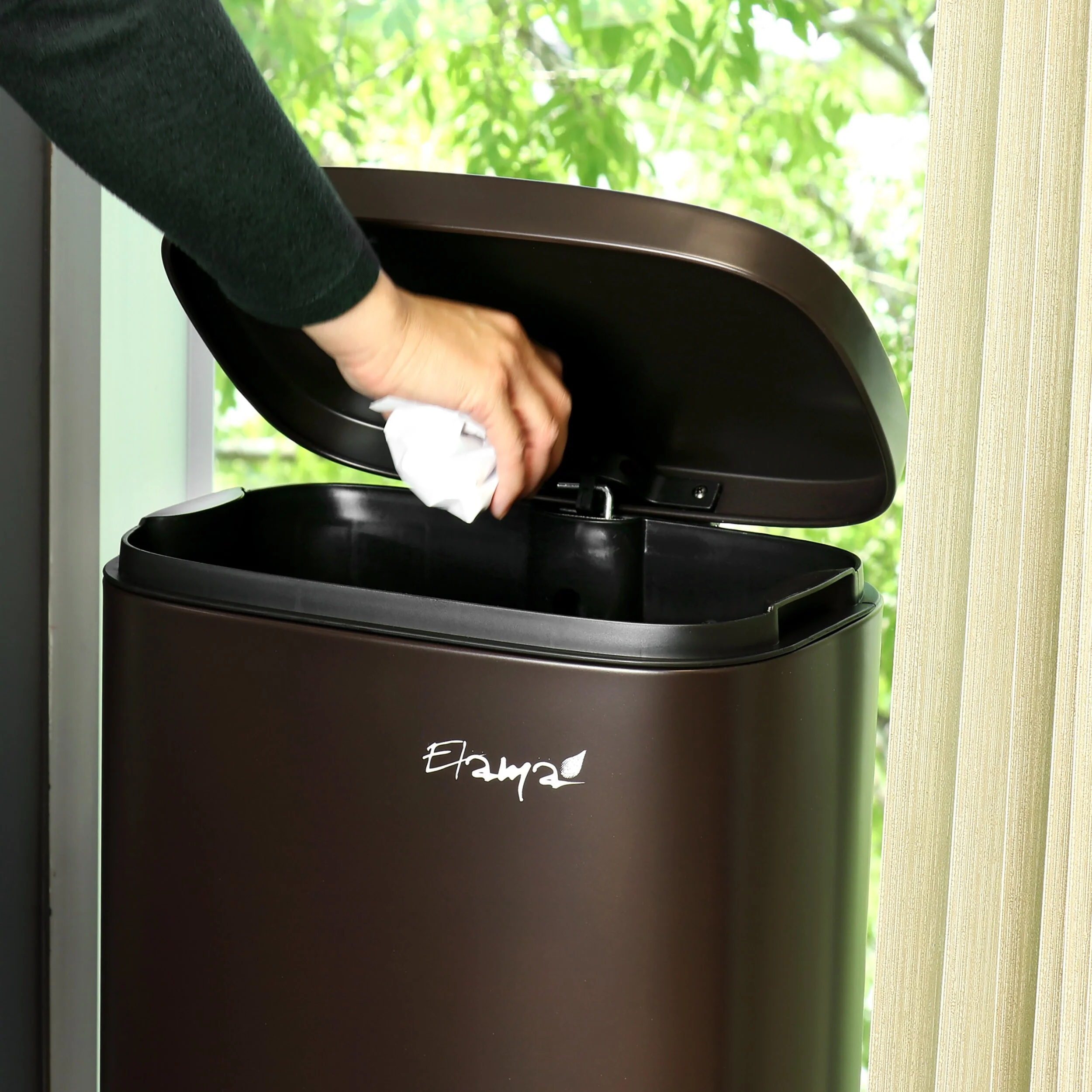 Elama 3 Piece Stainless Steel Trash Can