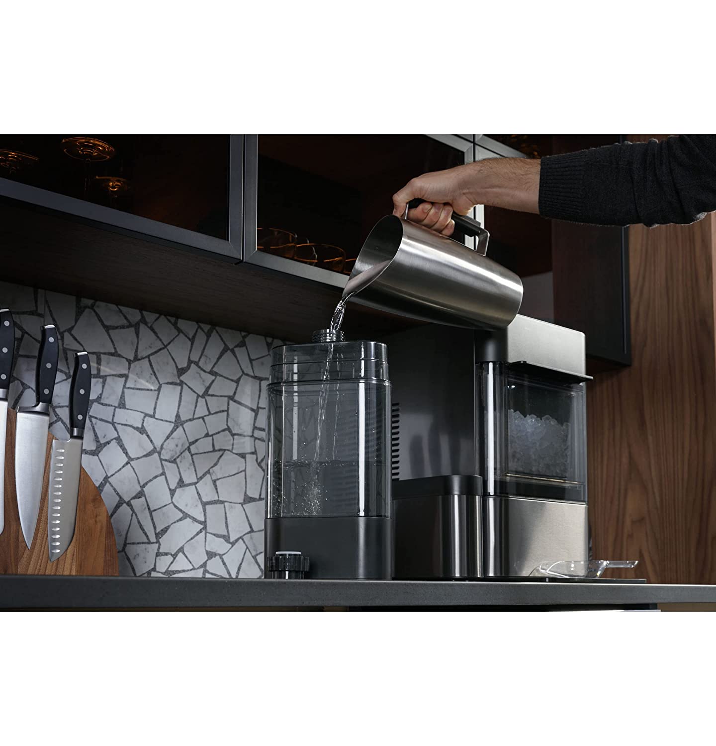 Profile Opal 2.0 | Countertop Nugget Ice Maker | Ice Machine with WiFi Connectivity | Smart Home Kitchen Essentials | Black Stainless