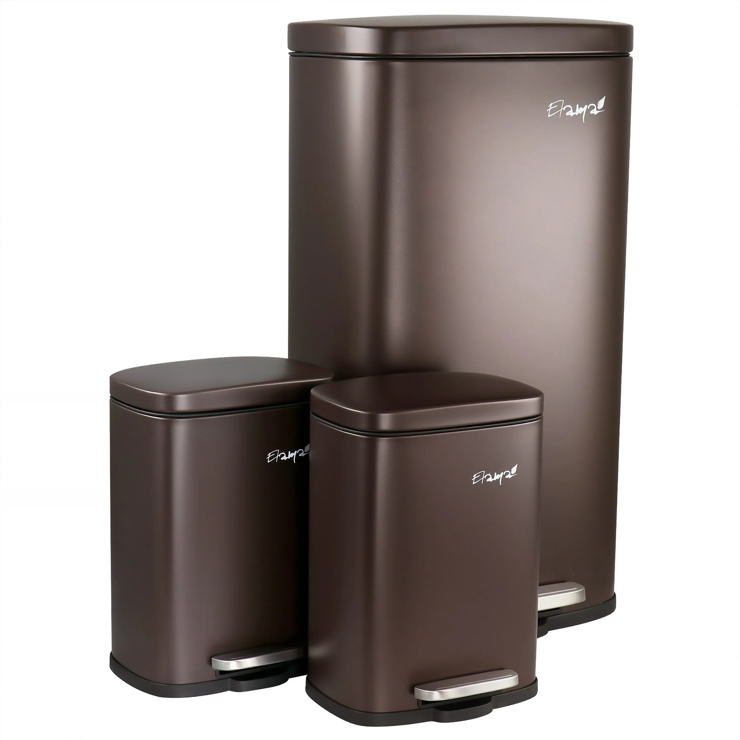 Elama 3 Piece Stainless Steel Trash Can