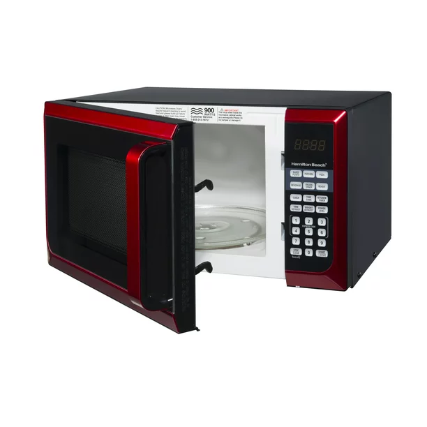 2025 Beach Stainless Steel 0.9 Cu. ft. Red Microwave Oven, Red Stainless Steel