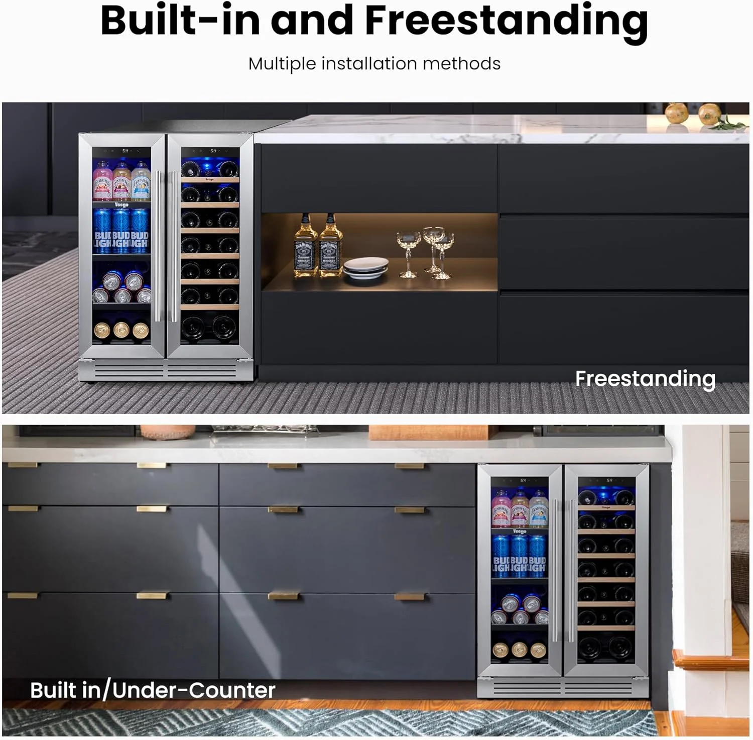 Wine Fridge Cooler 15 Inch Wine Fridge Hold 33 Bottles