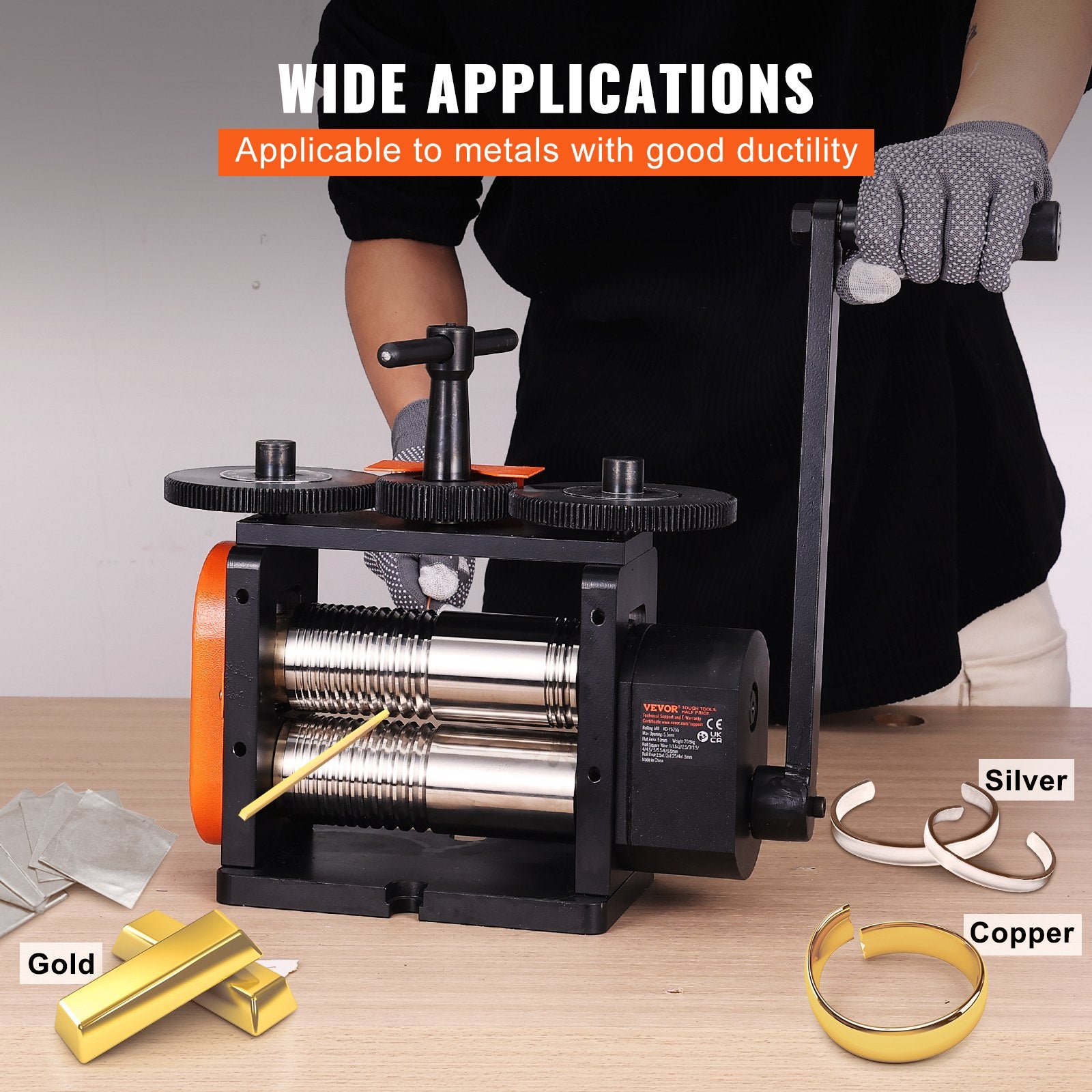 Rolling Mill Jewelry Machine 3-in-1 Multi-Function 57mm Max Width New