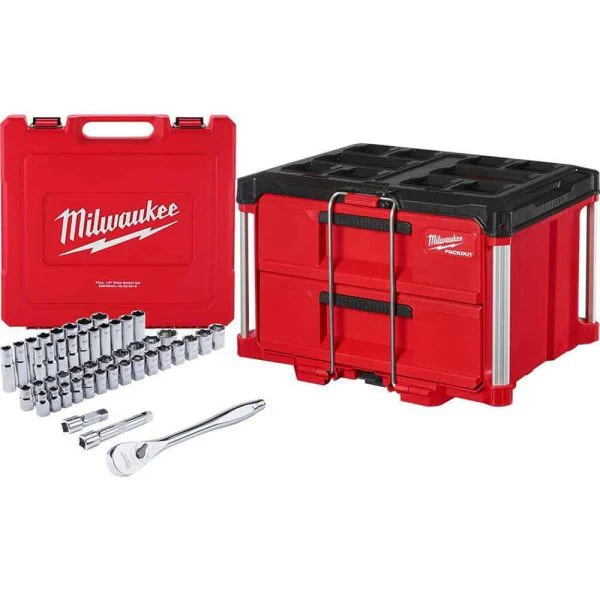 1/2 in. Drive SAE/Metric Mechanics Tool Set (47-Piece) with 2-Drawer Tool Box