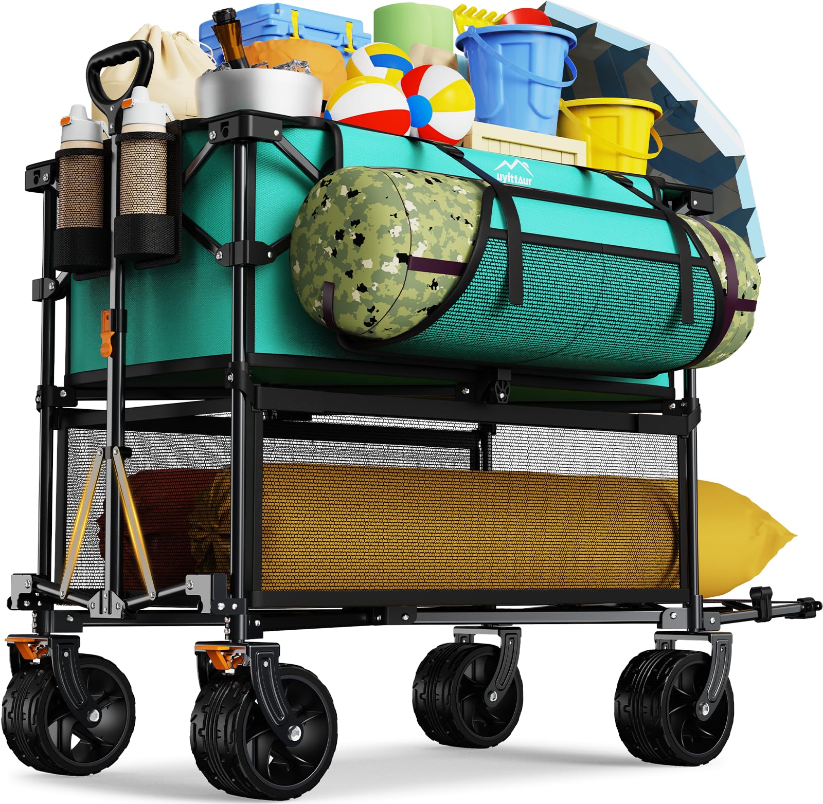 Uyittour Foldable 50''L Extra Long Double Decker Wagon for Sport