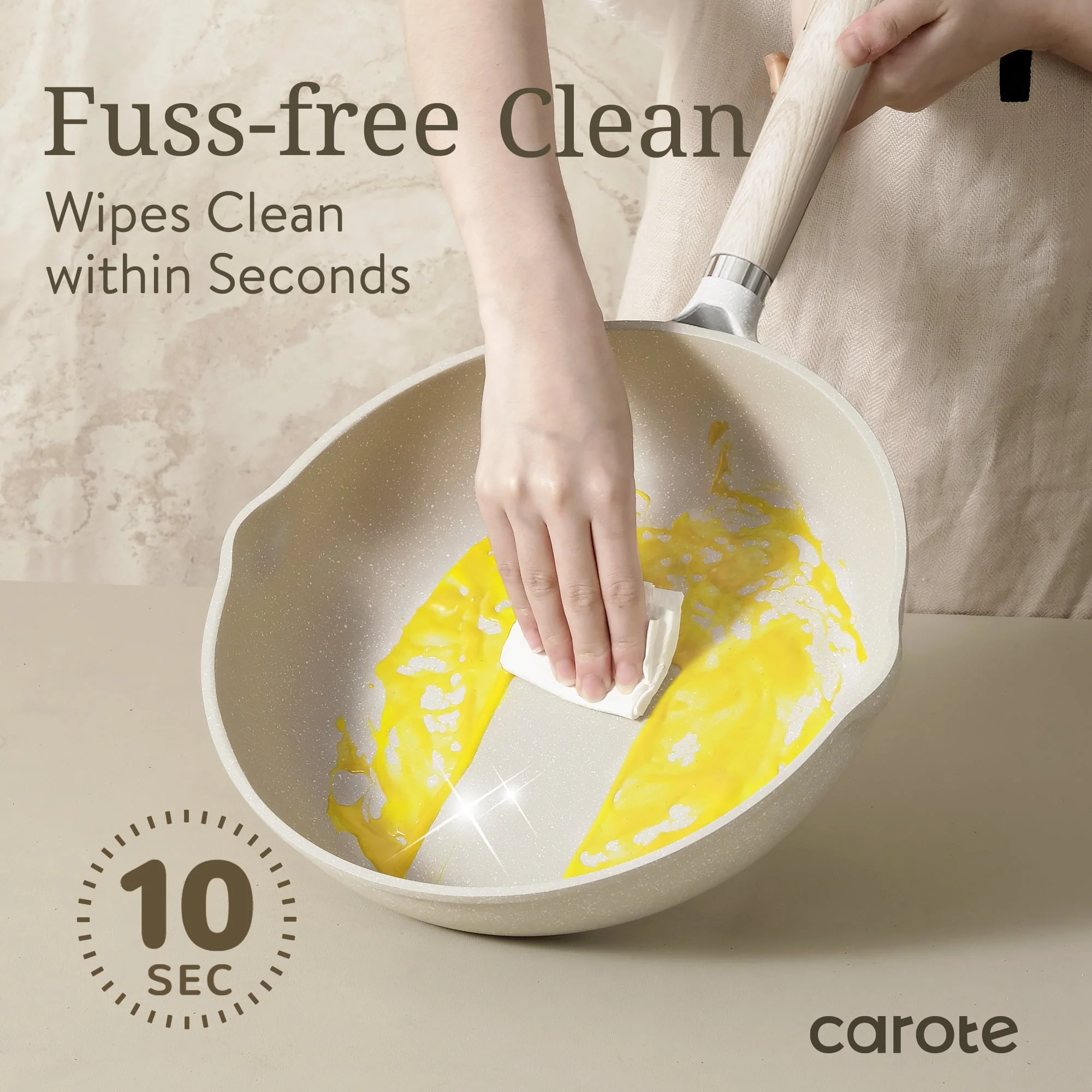 2025 Non Stick Pots and Pans Set, 21 Pcs Induction Kitchen Cookware Sets (Beige Granite)