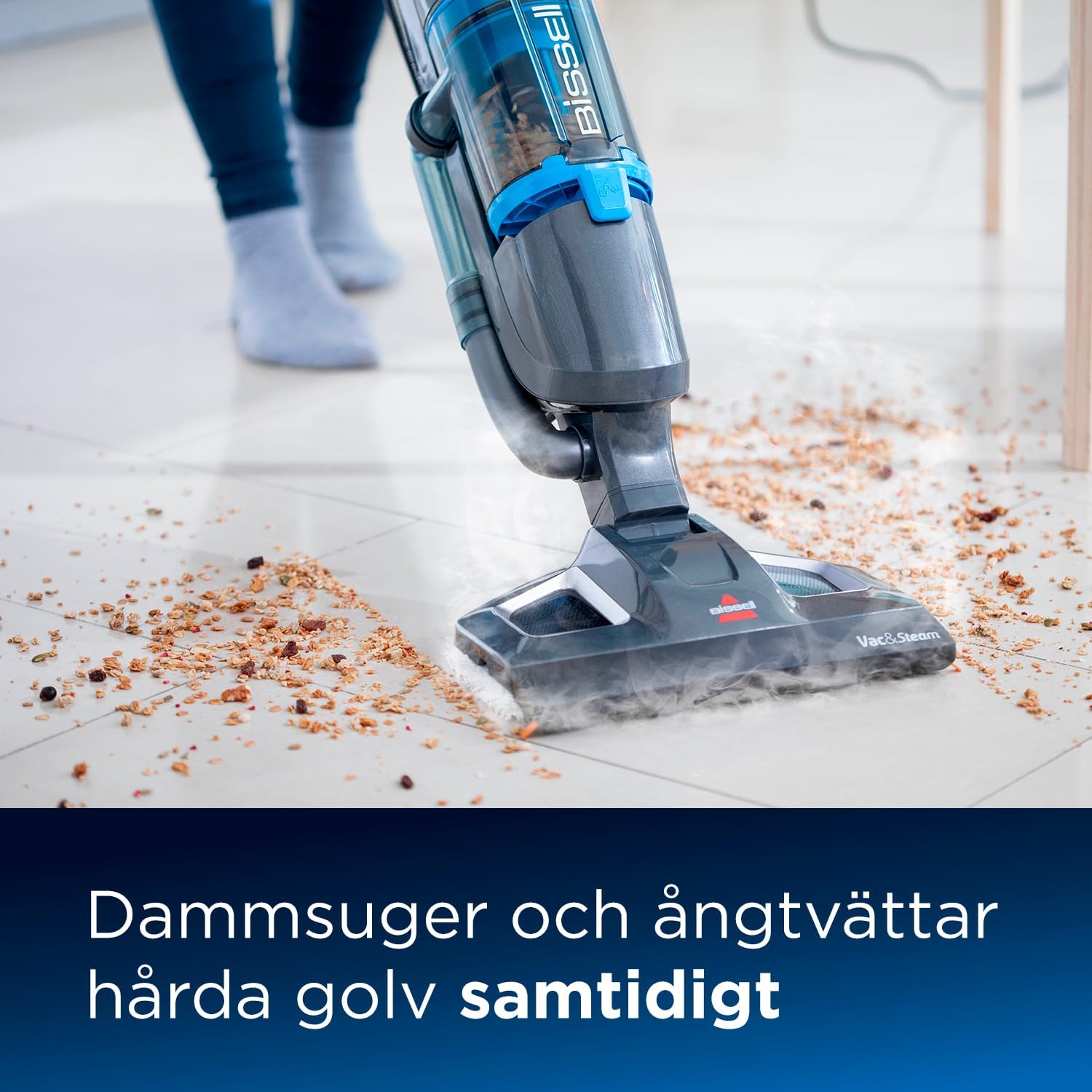 BISSELL Vac & Steam Titanium | 2-in-1 Staubsauger und Dampfreiniger | Entworfen für Hartbden, Fliesen, Holzbden | Dampfregelfunktion | Schmutz- und Keimfrei | Ohne Chemie | 81 dB | 1977N