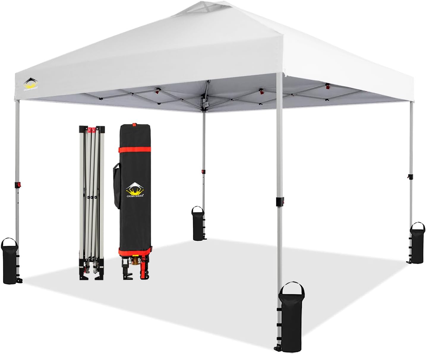 2025 Crown Shades 10*10 Pop up Canopy Outside Canopy, Patented One Push Tent Canopy with Wheeled Carry Bag