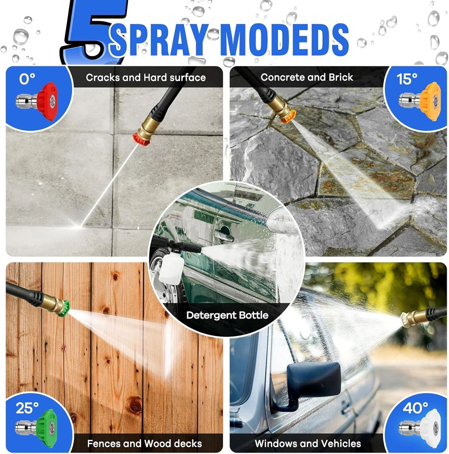 Electric Pressure Washer 25GPM Power Washer with 4 Nozzles