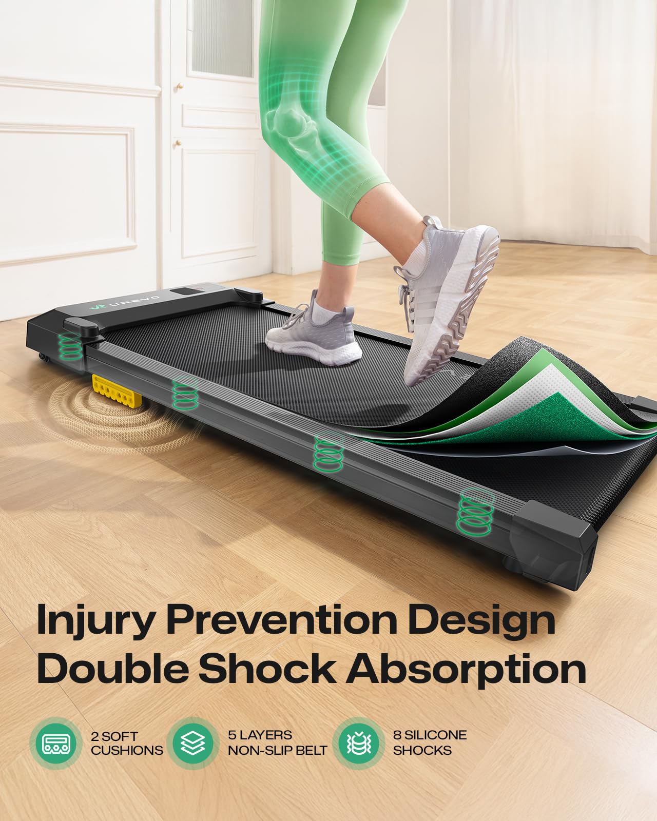 UREVO Smart Walking Pad, Compact Under Desk Treadmill