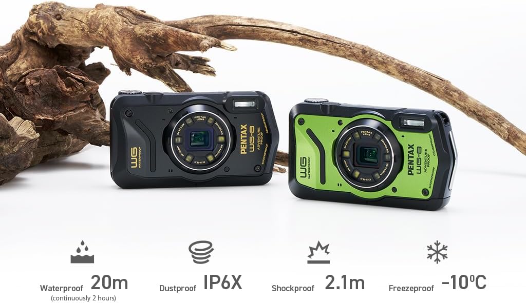 The black all-weather weather exploration camera features excellent waterproof, dustproof and shockproof capabilities, and is equipped with a versatile ring light suitable for macro photography and webcams.