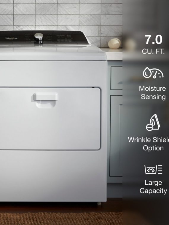 2025 Whirlpool – 7.0 Cu. Ft. Gas Dryer with Moisture Sensing – White