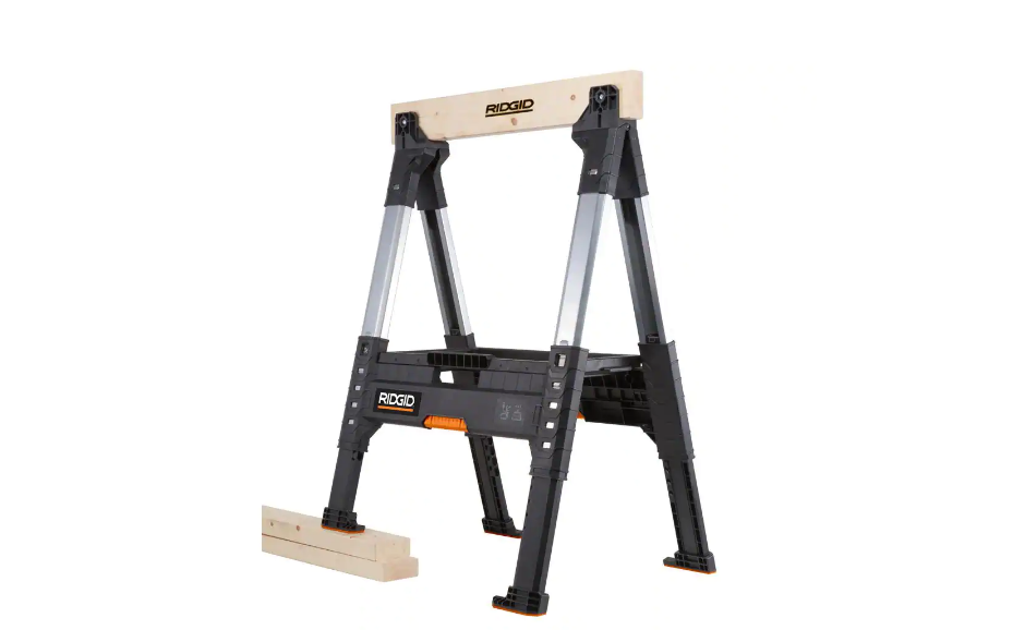 230710 32 in. Polypropylene Folding Sawhorse with Adjustable Metal Legs