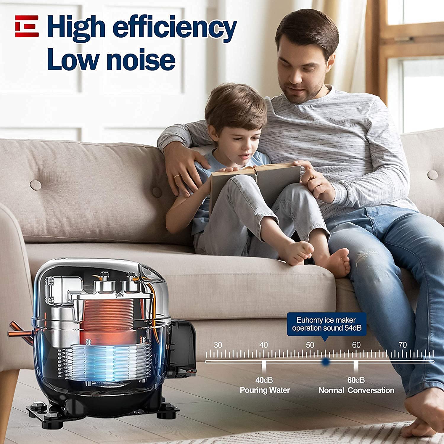 2025 Euhomy Commercial Ice Machine, 2 Way Water Supply 100lbs/24H Stainless Steel Under Counter ice Machine with 33lbs Capacity