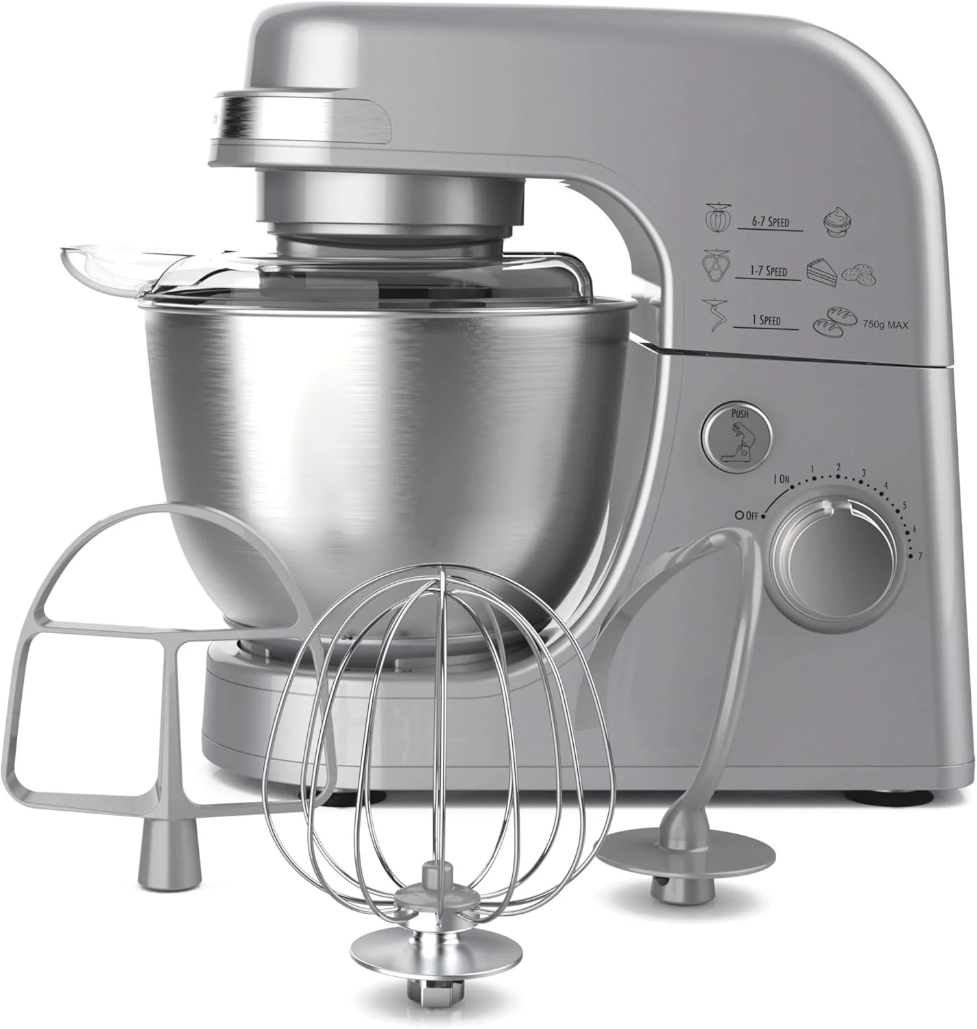 Hamilton Beach Electric Stand Mixer, 4 Quarts, Dough Hook, Flat Beater Attachments, Splash Guard 7 Speeds with Whisk, Black